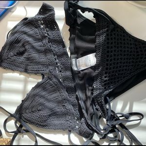 Missguided Black Crochet Bikini Set NWOT